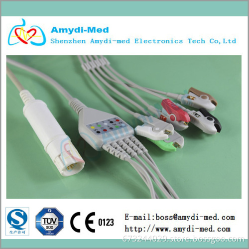 Drager 3 lead ecg cable,3 lead with leadwires,round 10pin